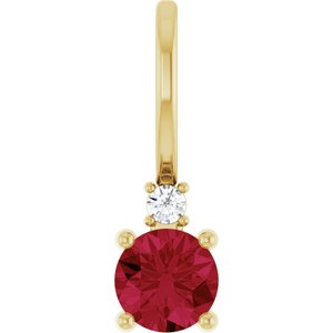 Lab-Grown Ruby & .015 CT Natural Diamond Charm/Pendant