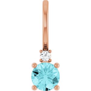 Natural Blue Zircon & .015 CT Natural Diamond Charm/Pendant