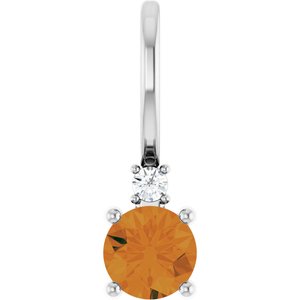 Natural Citrine & .015 CT Natural Diamond Charm/Pendant