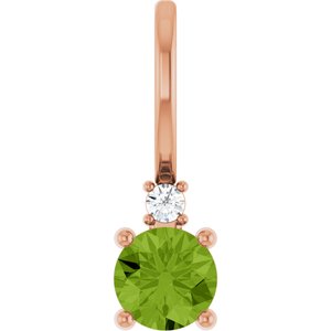 Natural Peridot & .015 CT Natural Diamond Charm/Pendant
