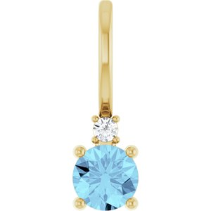 Natural Aquamarine & .015 CT Natural Diamond Charm/Pendant