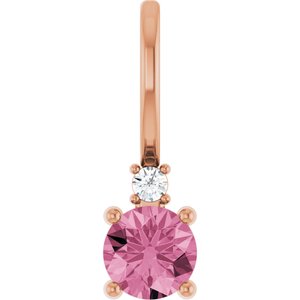 Natural Pink Tourmaline & .015 CT Natural Diamond Charm/Pendant