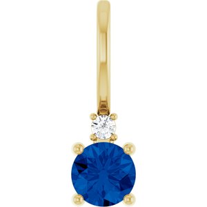 Lab-Grown Blue Sapphire & .015 CT Natural Diamond Charm/Pendant