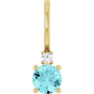 Natural Blue Zircon & .015 CT Natural Diamond Charm/Pendant