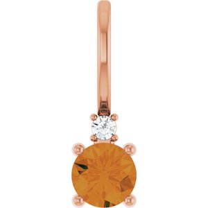 Natural Citrine & .015 CT Natural Diamond Charm/Pendant