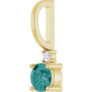 Lab-Grown Alexandrite & .015 CT Natural Diamond Charm/Pendant