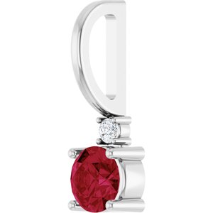 Lab-Grown Ruby & .015 CT Natural Diamond Charm/Pendant