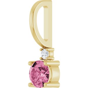 Natural Pink Tourmaline & .015 CT Natural Diamond Charm/Pendant
