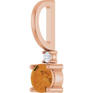 Natural Citrine & .015 CT Natural Diamond Charm/Pendant