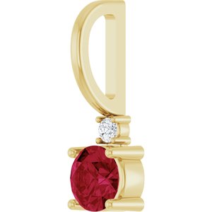 Lab-Grown Ruby & .015 CT Natural Diamond Charm/Pendant
