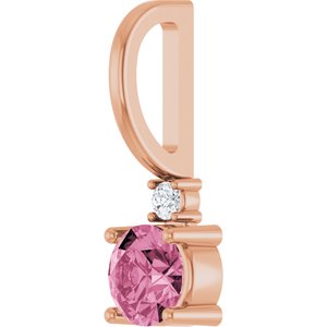 Natural Pink Tourmaline & .015 CT Natural Diamond Charm/Pendant
