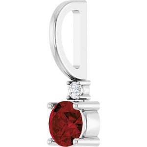 Natural Mozambique Garnet & .015 CT Natural Diamond Charm/Pendant