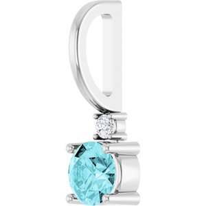 Natural Blue Zircon & .015 CT Natural Diamond Charm/Pendant