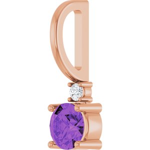 Natural Amethyst & .015 CT Natural Diamond Charm/Pendant