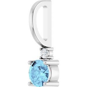 Natural Aquamarine & .015 CT Natural Diamond Charm/Pendant