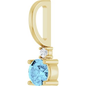 Natural Aquamarine & .015 CT Natural Diamond Charm/Pendant