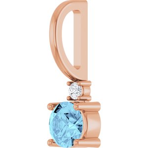 Natural Aquamarine & .015 CT Natural Diamond Charm/Pendant