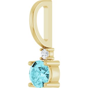 Natural Blue Zircon & .015 CT Natural Diamond Charm/Pendant