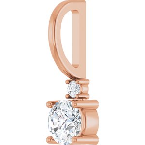 14K Rose Natural Sapphire & .015 CT Natural Diamond Charm/Pendant