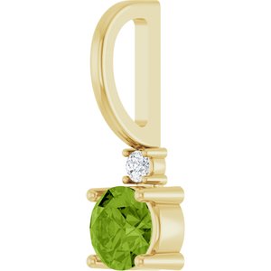 Natural Peridot & .015 CT Natural Diamond Charm/Pendant