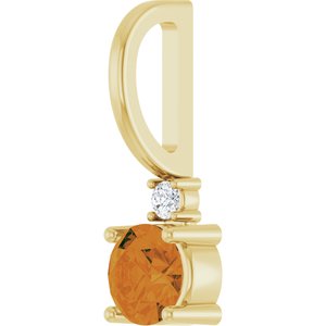 Natural Citrine & .015 CT Natural Diamond Charm/Pendant