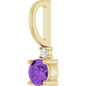 Natural Amethyst & .015 CT Natural Diamond Charm/Pendant