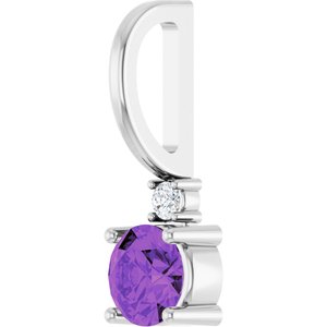 Natural Amethyst & .015 CT Natural Diamond Charm/Pendant