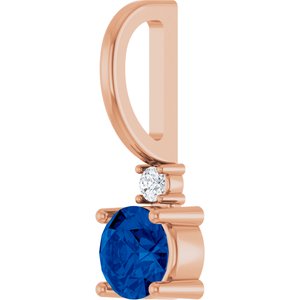 Natural Blue Sapphire & .015 CT Natural Diamond Charm/Pendant