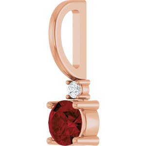 Natural Mozambique Garnet & .015 CT Natural Diamond Charm/Pendant