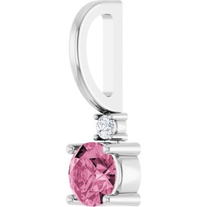 Natural Pink Tourmaline & .015 CT Natural Diamond Charm/Pendant