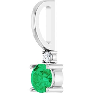 Lab-Grown Emerald & .015 CT Natural Diamond Charm/Pendant