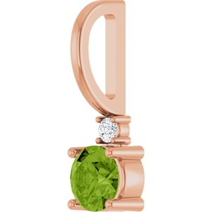 Natural Peridot & .015 CT Natural Diamond Charm/Pendant
