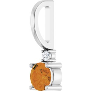 Natural Citrine & .015 CT Natural Diamond Charm/Pendant