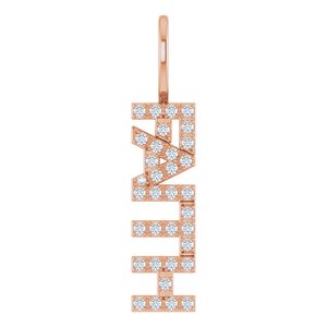 1/8 CTW Natural Diamond "Faith" Charm/Pendant