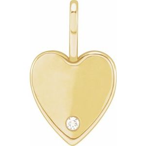 .02 CT Natural Diamond Engravable Heart Charm/Pendant