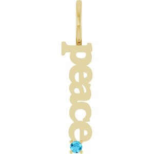 Natural Aquamarine Peace Charm/Pendant