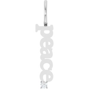 Natural White Sapphire Peace Charm/Pendant