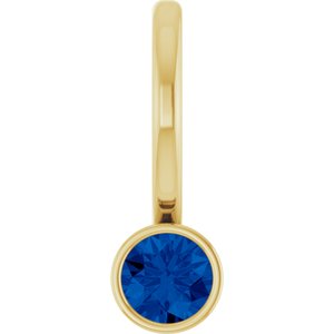 Lab-Grown Blue Sapphire Charm/Pendant