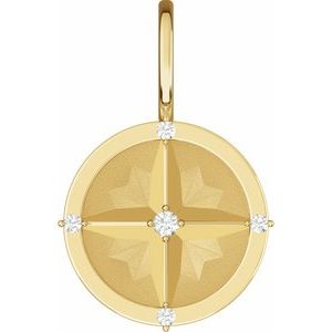 .03 CTW Natural Diamond Compass Charm/Pendant