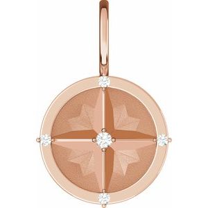 .03 CTW Natural Diamond Compass Charm/Pendant