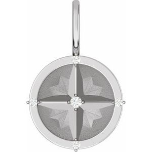 .03 CTW Natural Diamond Compass Charm/Pendant