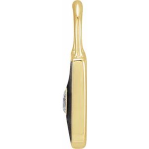 .035 CT Natural Diamond & Black Enamel Lock Charm/Pendant