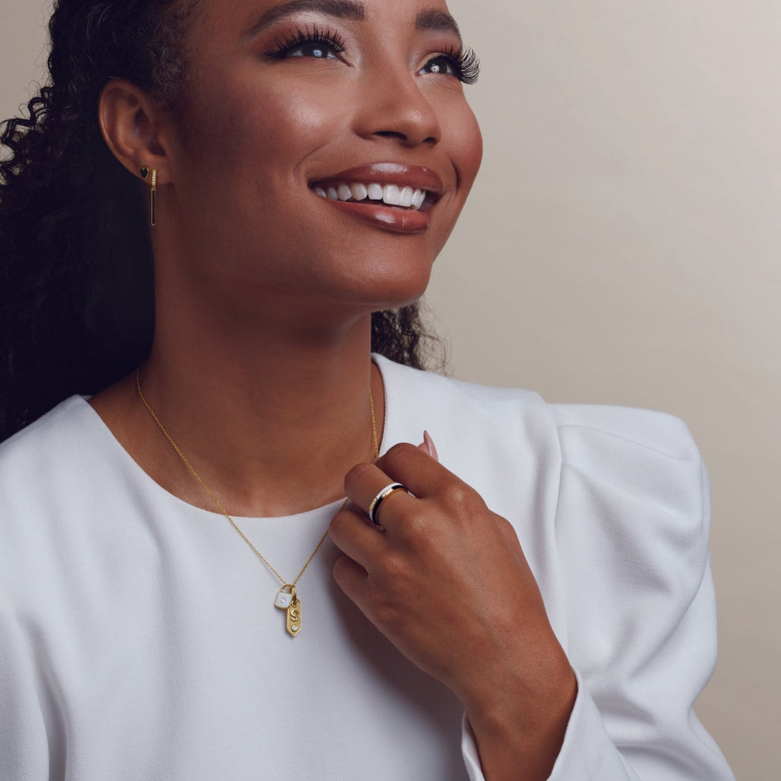 14K Yellow .03 CTW Natural Diamond & Black Enamel Stackable Ring