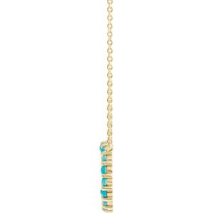 14K Yellow Natural Turquoise Circle Cabochon 18" Necklace