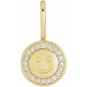 .04 CTW Natural Diamond Smiley Face Charm/Pendant
