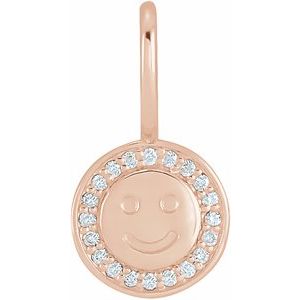 .04 CTW Natural Diamond Smiley Face Charm/Pendant