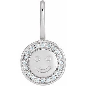 .04 CTW Natural Diamond Smiley Face Charm/Pendant