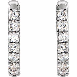 14K White 1/6 CTW Natural Diamond Hoop Earrings