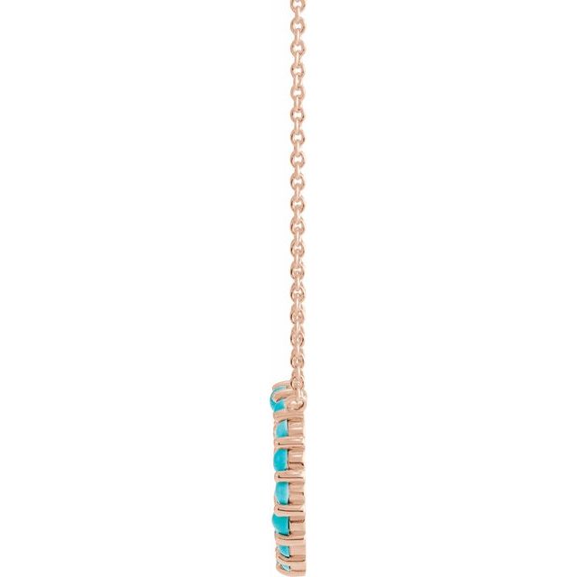 14K Yellow Natural Turquoise Circle Cabochon 18" Necklace