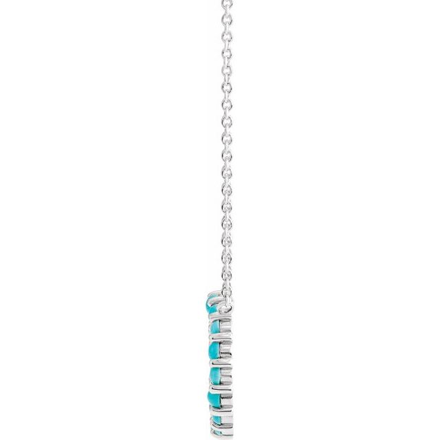 14K Yellow Natural Turquoise Circle Cabochon 18" Necklace